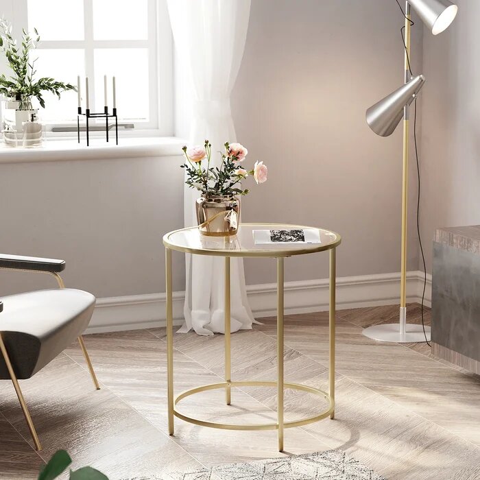 CREFTER - Glass Top Side Table