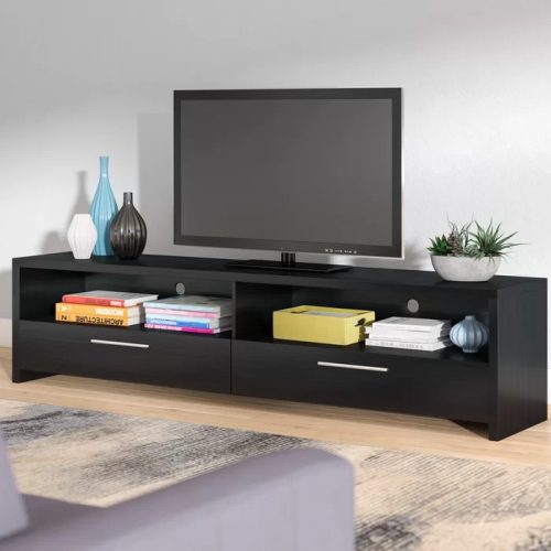 RAZBY - Wooden Open Shelf and Drawers TV Stand