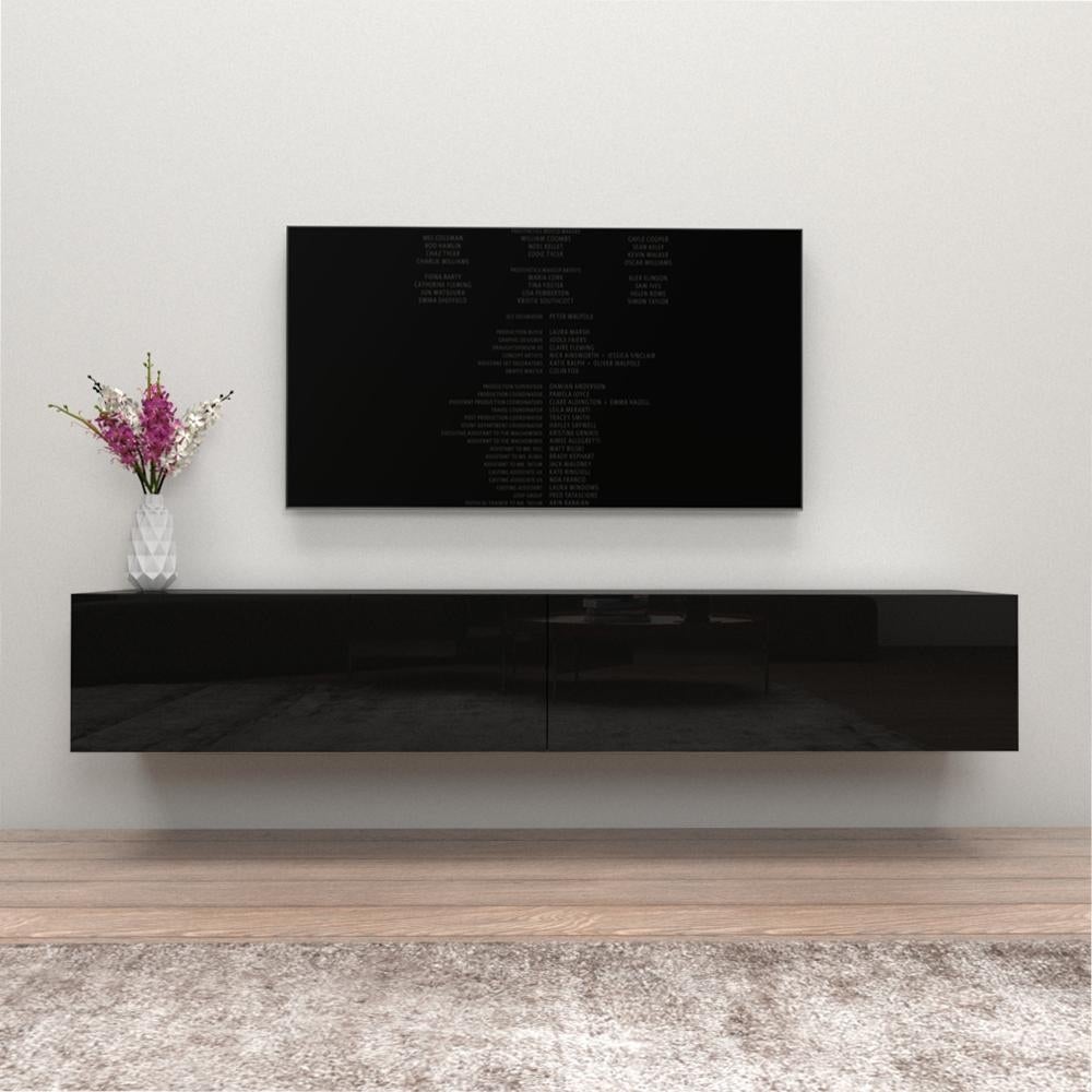 VELUDA - Black High Gloss Finish Floating TV Console