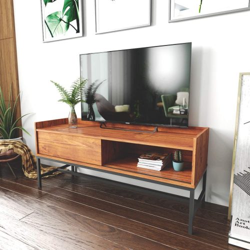 BRETNY - Industrial Style Metallic Frame TV Console