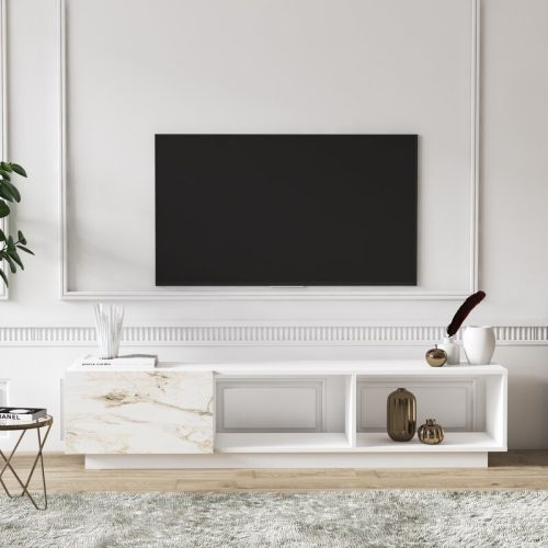 APICE - White Open Shelves Storage TV Console