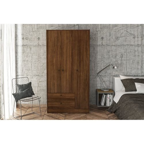 ZEAKI - Dark Brown Three Door Wardrobe