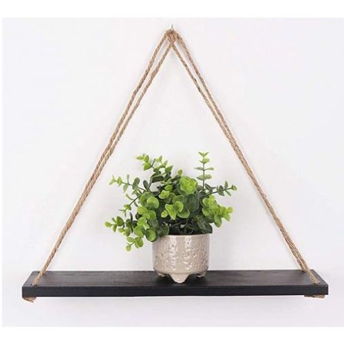 NATURAL DIY Tough Rope Hanging Shelf Black