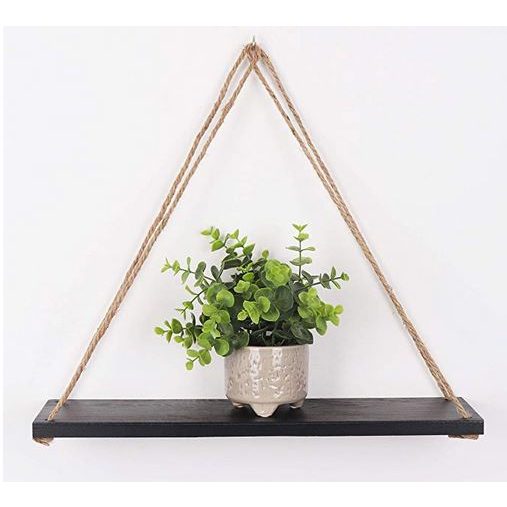 NATURAL DIY Tough Rope Hanging Shelf Black