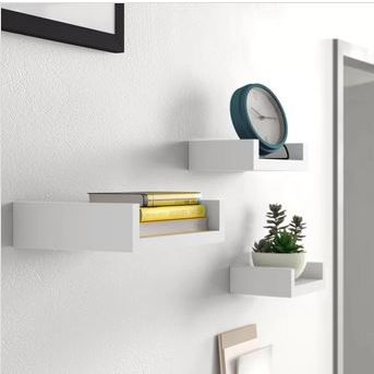 SOLO U - Shaped Floating Shelves White Three Piece
