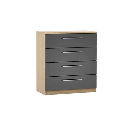 BOSQUE - Oak Brown & Grey Gloss Finish Four Drawer Chester