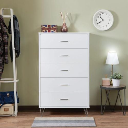 CHANTREL - Five Drawer Chester with Stainless Steel Hairpin Legs
