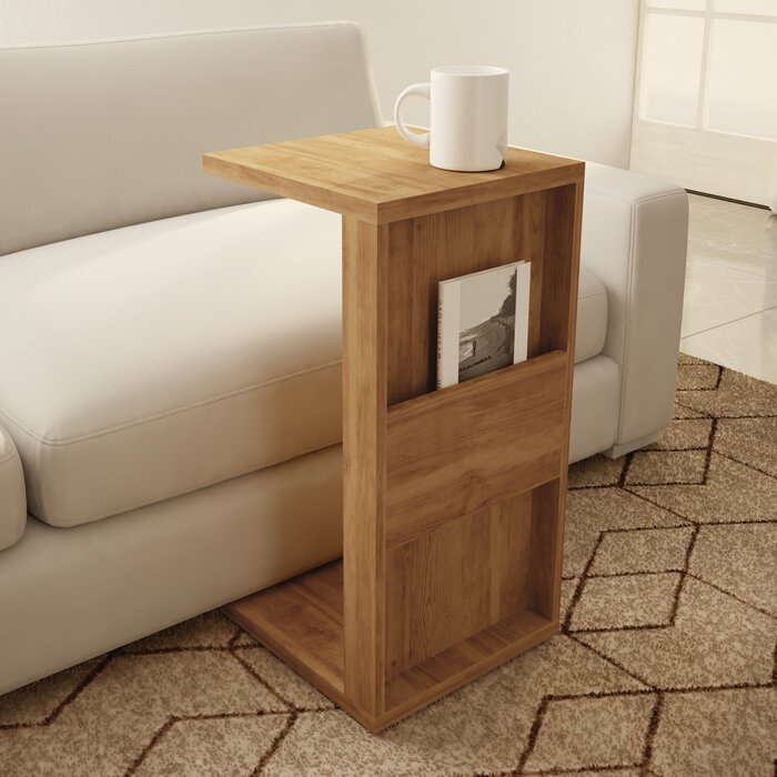 FALUM - Floor Shelf Storage End Table Oak Brown
