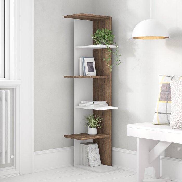 UNTIL - Contemporary Corner Wooden Shelf Bookcase