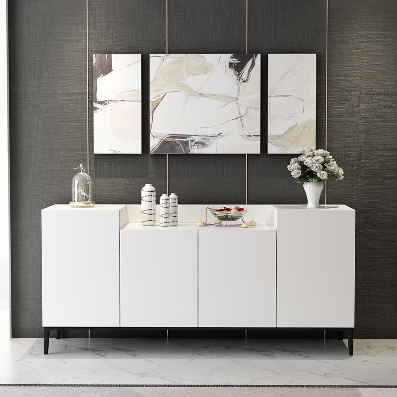 SOFAE - White & Black Contemporary Style Sideboard