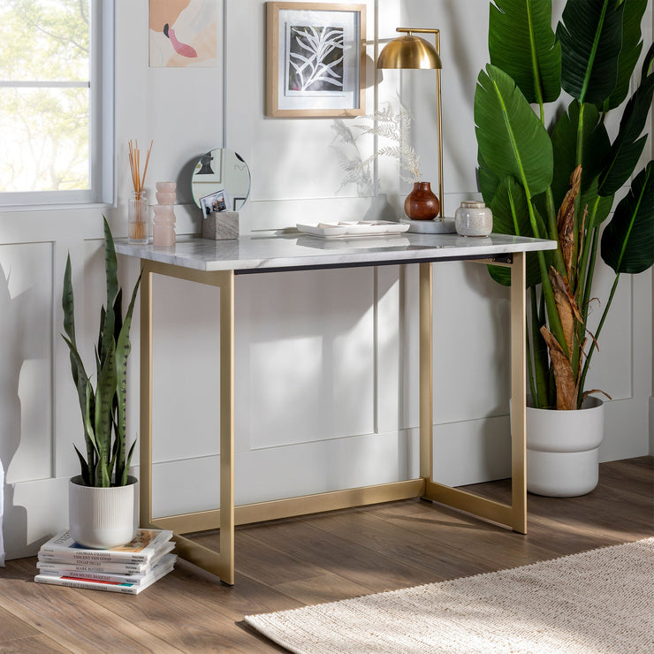 DALISH - Writing Table with Golden Metallic Base