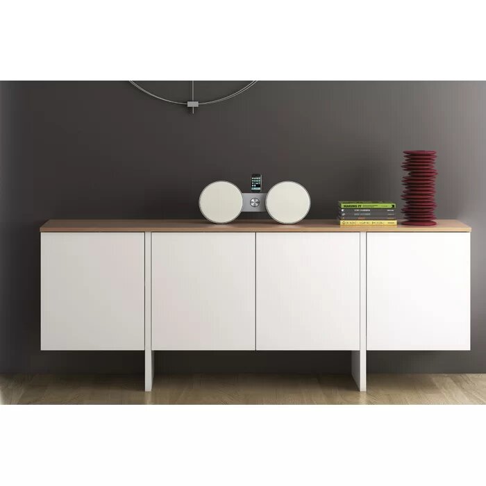 DRESSEN - Oak Brown & White Cabinet Storage Side Board