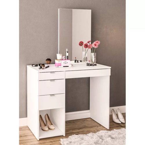 AURO - White Storage Vanity Table With Mirror