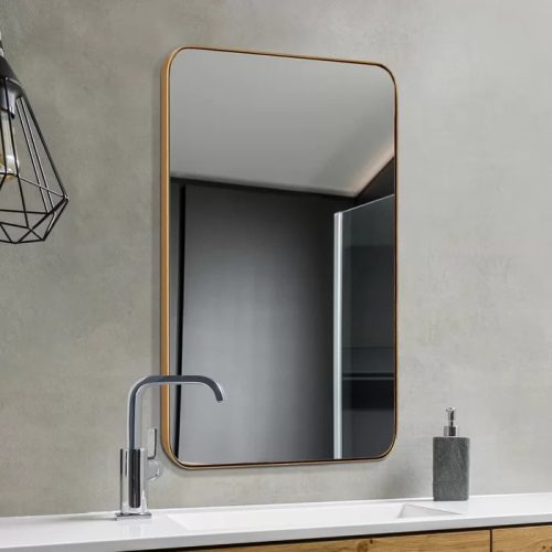LENZA - Wall Mirror with Golden Wooden Frame