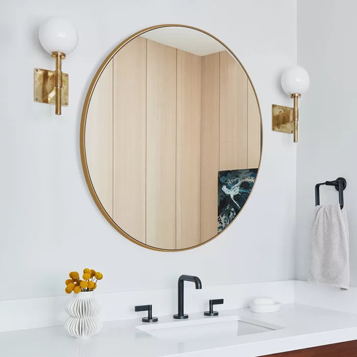 STOLEN - Round Gold Tone Frame Mirror
