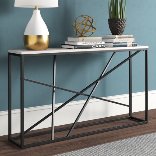 GAEL - White Marble & Metallic Base Console Table