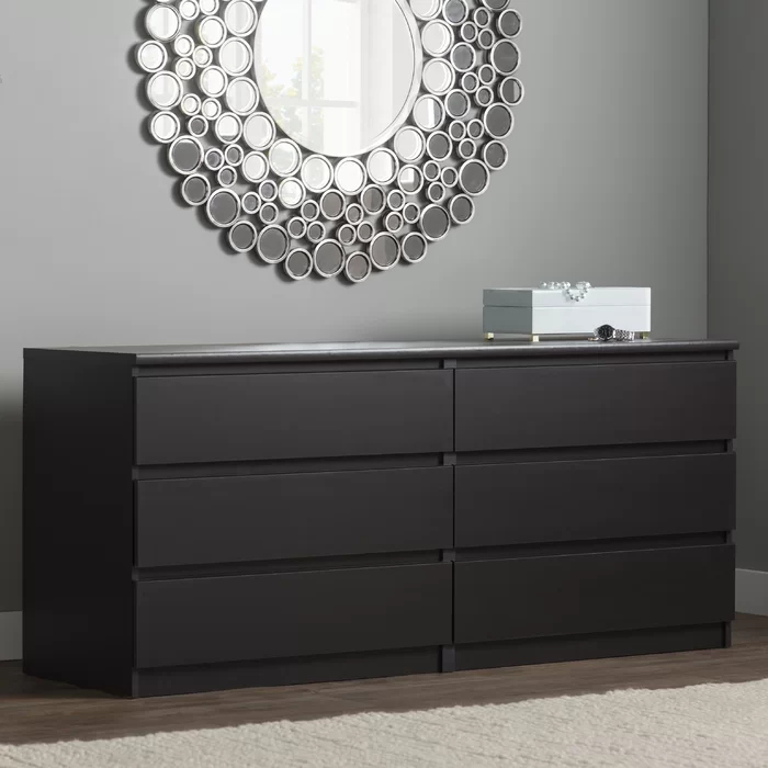 JENAN - Six Drawer Side Dresser Black