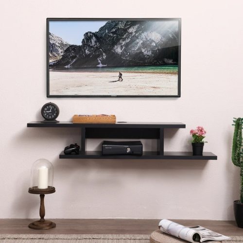 CHARCOAL - Textured Matte Black Floating TV Console