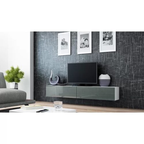 EVERDELL - Grey & White Gloss Finish Wall Mounted TV Console
