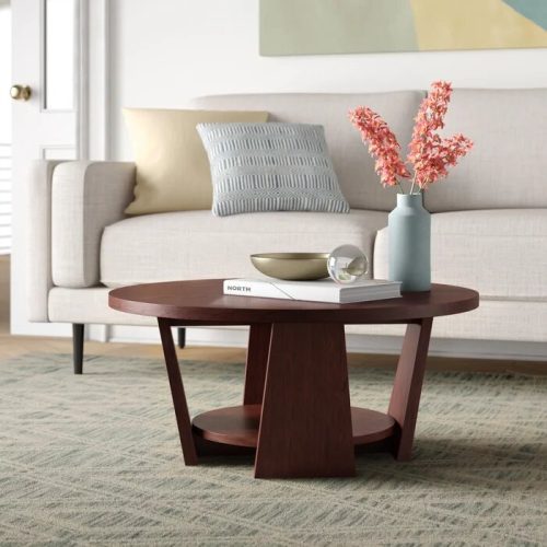 ALBELA - Round Shape Dark Brown Coffee table