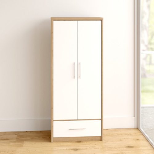 STIGMA - Oak Brown & White Double Door Cupboard