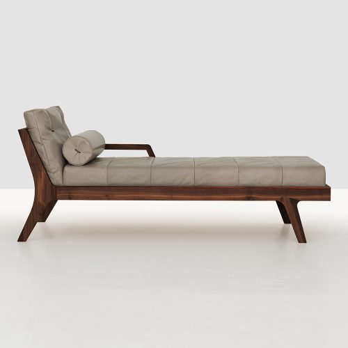 USETTA  - Grey Faux Leather Daybed with Bolster Pillow