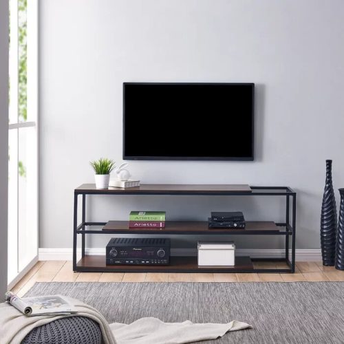 MISTY - Black Iron Frame Shelves TV Stand