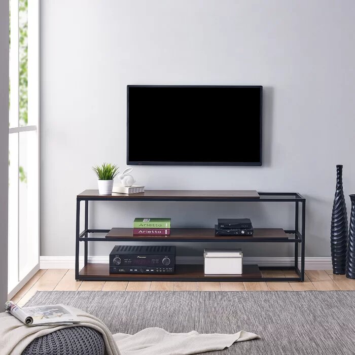 MISTY - Black Iron Frame Shelves TV Stand