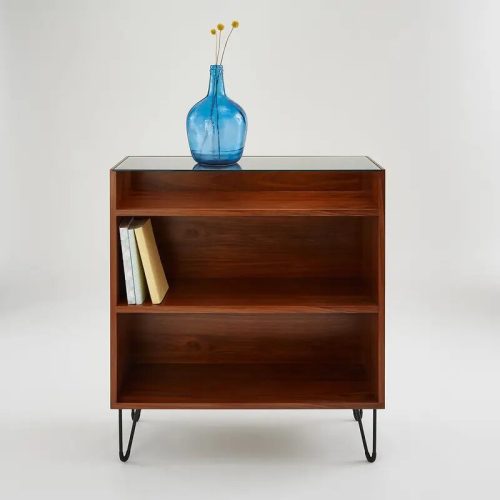 NOOSHY - Open Shelf Console Table with V Shape Metallic Legs