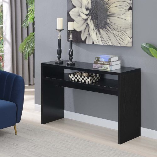 FUSTIAN - Black Open Shelf Console Table