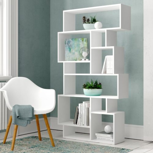 HALLWAY - Geometrical Corner Shelf Bookcase White