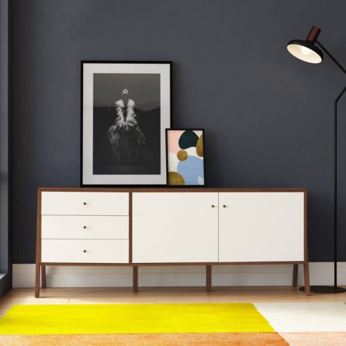 SIGMAT - White & Walnut Brown Matt Lacquer Finish Side Board