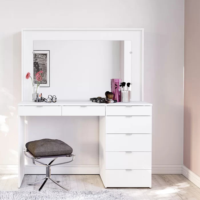 STARRY - Vanity Desk with Seven Storage Drawers & Mirror