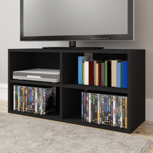 MALLO - Black TV Rack With Open Shelves