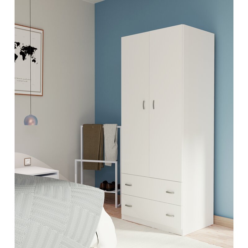 KEDUN - White Double Door Storage Wardrobe
