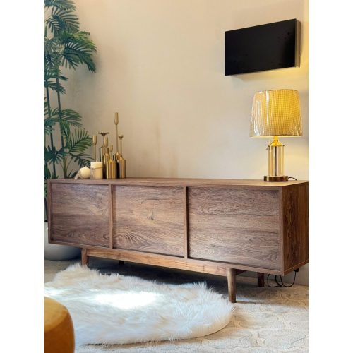 ALIM - Brown Solid Wood Base TV Stand
