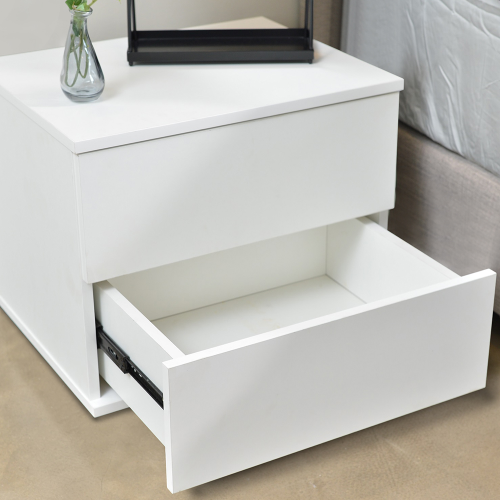 TOPAZ - Bedside Dual Drawer Nightstand White