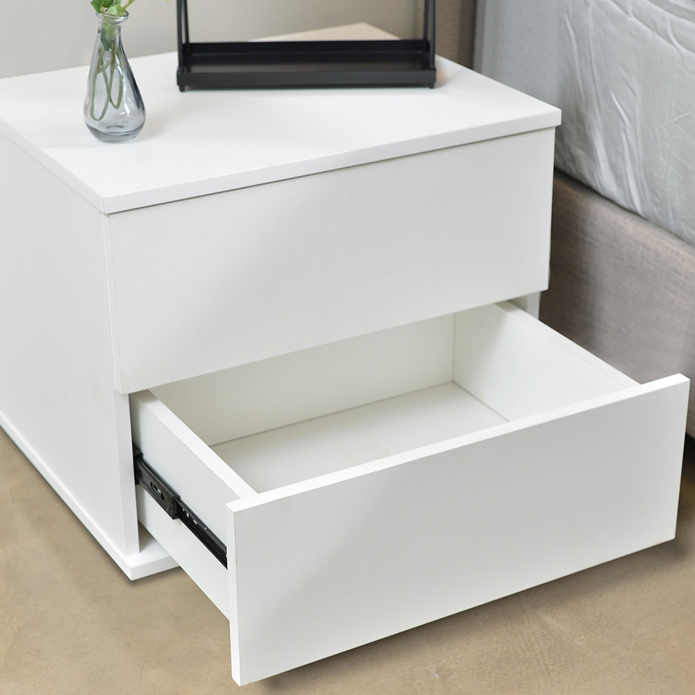 TOPAZ - Bedside Dual Drawer Nightstand White