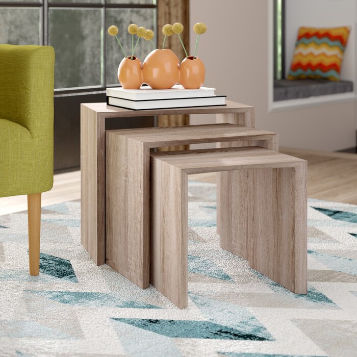 HOODSCOP - Nesting Table Wooden Brown - Set of 3