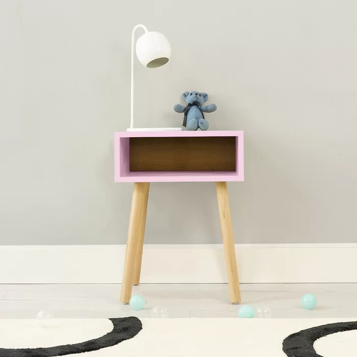 ROSY - Pink & Oak Brown Kids Nightstand