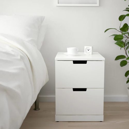 WEDE - White Dual Drawer Side table