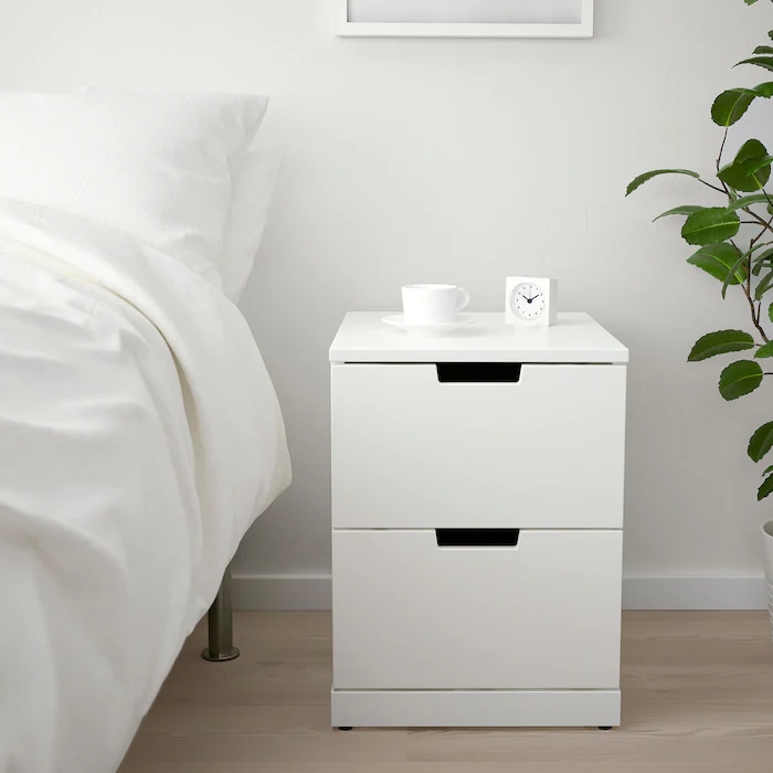 WEDE - White Dual Drawer Side table