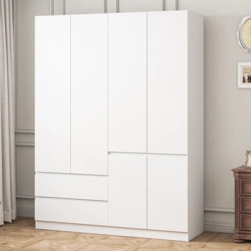 SEDIL - Multi Functional White Wardrobe with Four Doors
