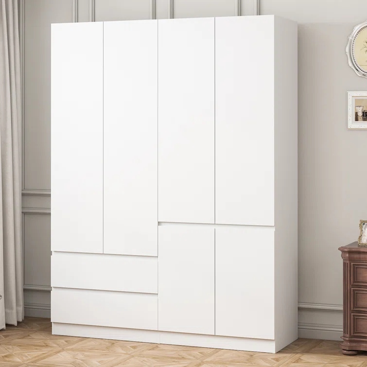 SEDIL - Multi Functional White Wardrobe with Four Doors