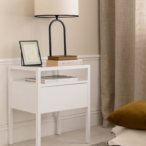 EVIA - White Metallic Frame Nightstand
