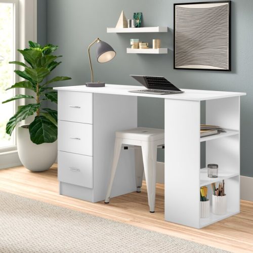 AUBINA - Open Shelves Writing Desk with Storage drawers