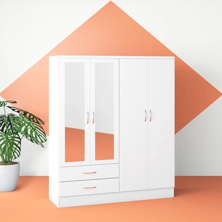 STERK - White Four Door Cupboard with Mirrors