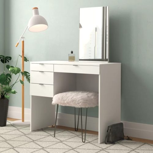 CAMPBEL - White Vanity Table With Mirror