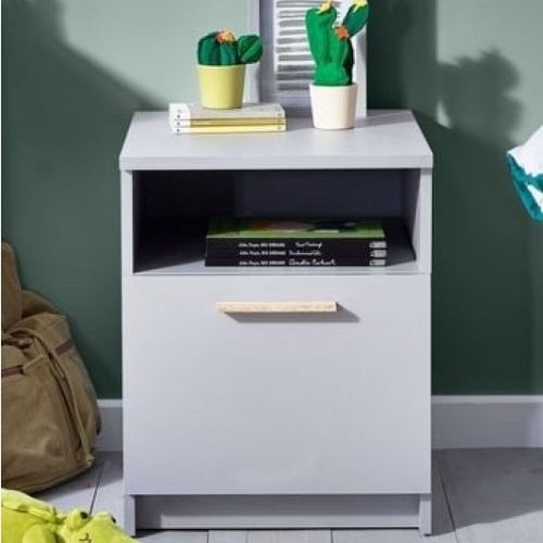 ARORA - White Kids Nightstand with Open Shelf and Large Drawer