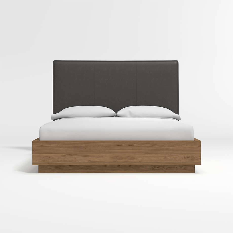 ALPEREN - Grey & Light Oak Queen-Size Bed